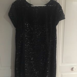 Loft Black dress with blush slip